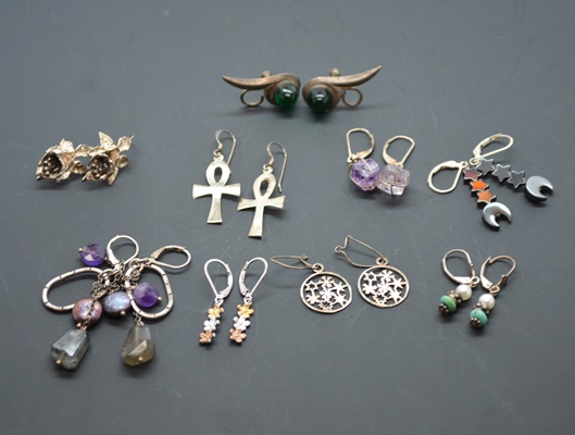 Sterling Silver Dangle Pierced Earrings and Screw Back Clip-On Earrings