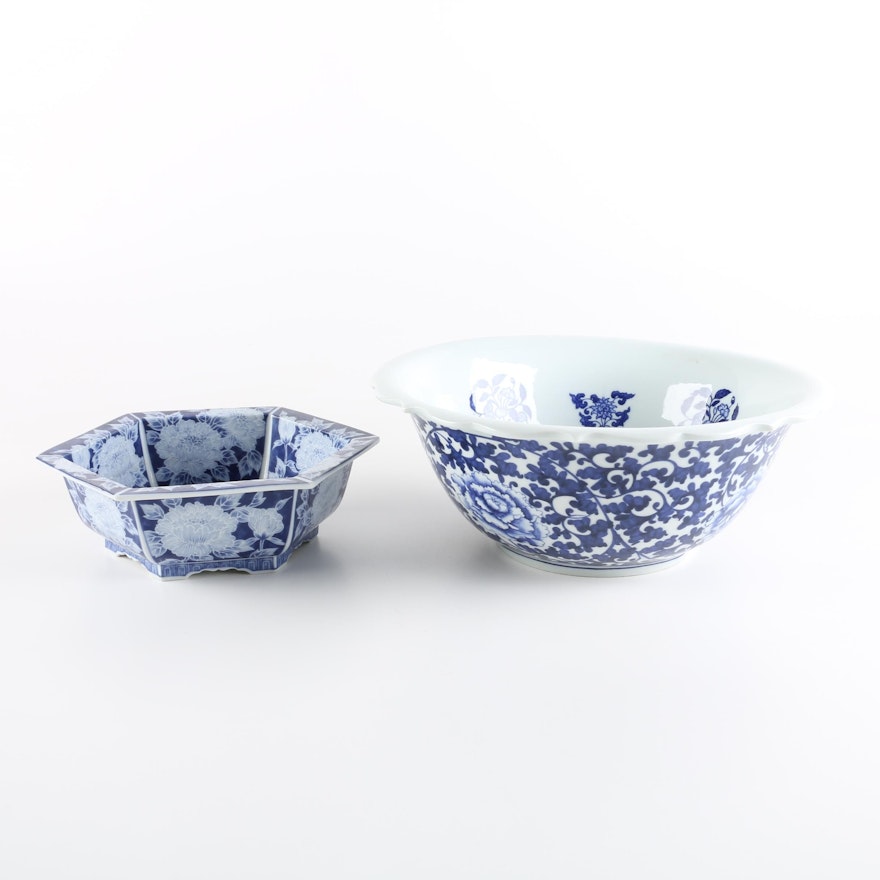 East Asian Blue and White Ceramic Bowls