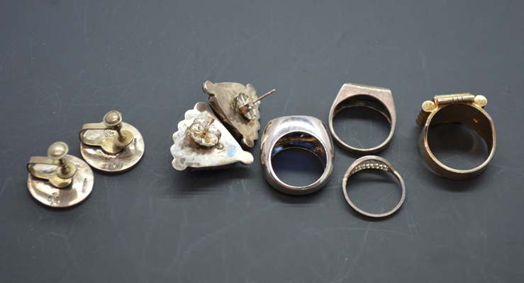 Sterling Silver Earrings, Rings and Brooch Collection