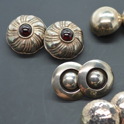 Five Pair Sterling Silver Pierced and Clip-on Earrings