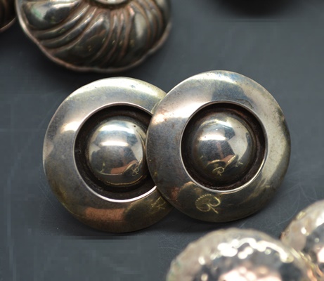 Five Pair Sterling Silver Pierced and Clip-on Earrings