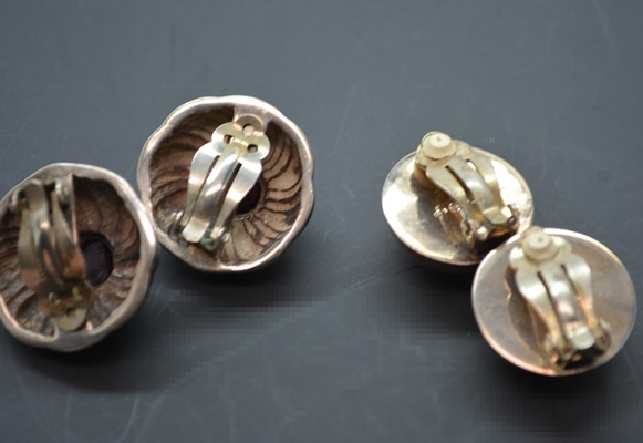 Five Pair Sterling Silver Pierced and Clip-on Earrings