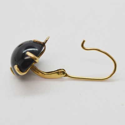 14K Yellow Gold Onyx Dangle Pierced Earrings