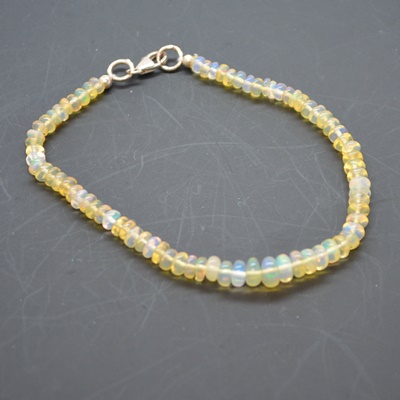 Sterling Silver Clasp Opal Beaded Bracelet