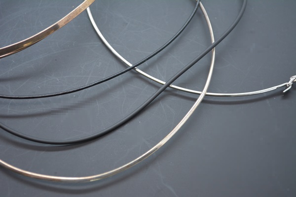 Sterling Silver Wire, Rubber and Leather Necklaces and Brooch