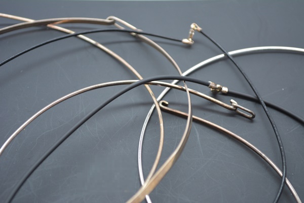 Sterling Silver Wire, Rubber and Leather Necklaces and Brooch