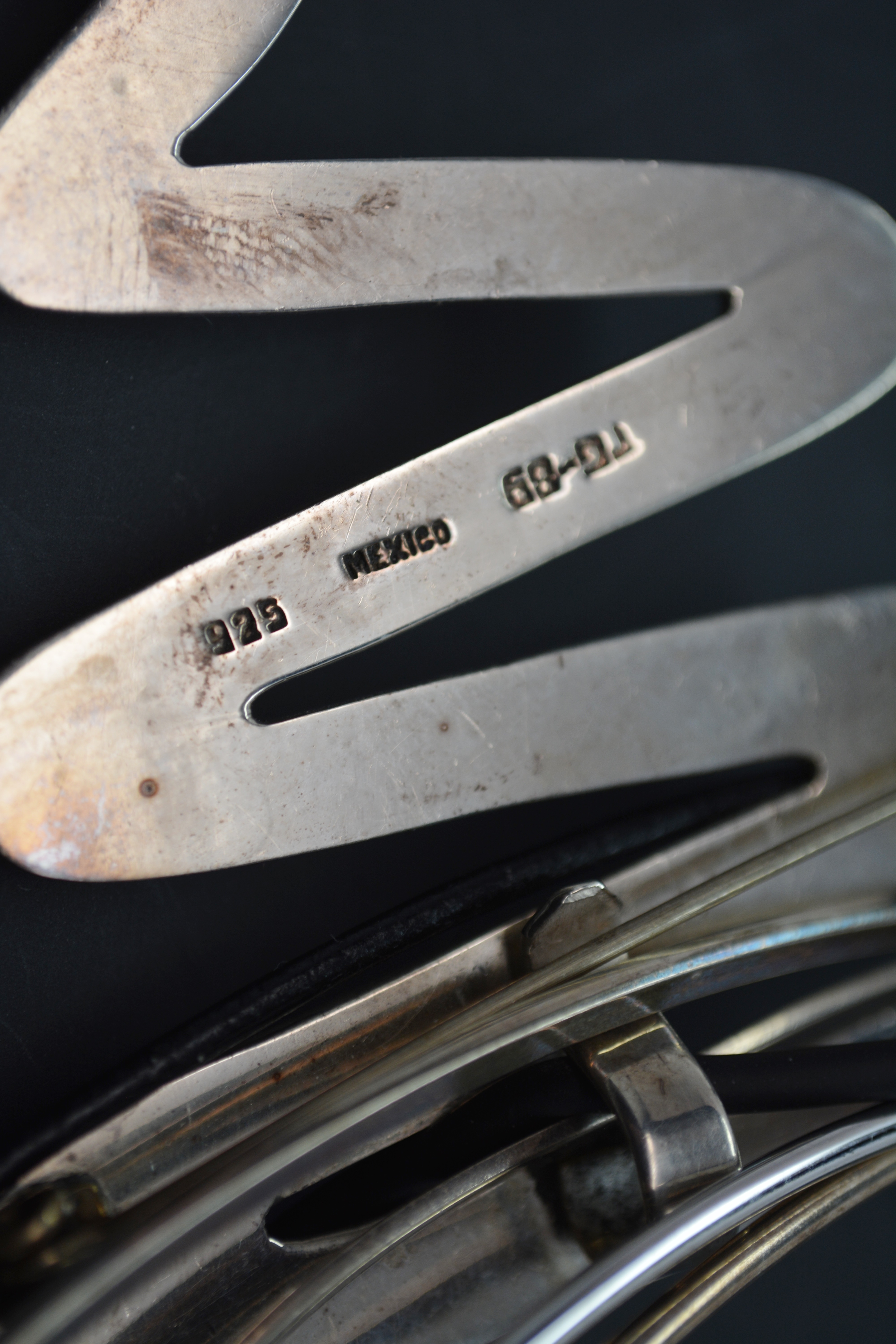Sterling Silver Wire, Rubber and Leather Necklaces and Brooch