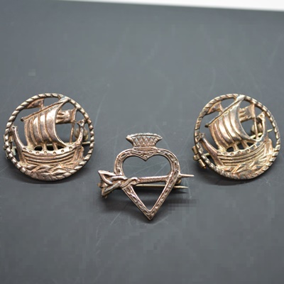 Three Scottish Sterling Silver Brooches