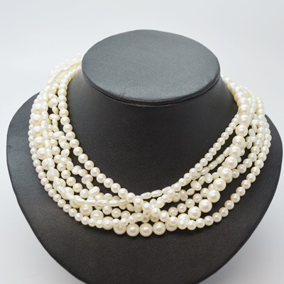 Three Costume Bead and Faux Pearl Necklaces