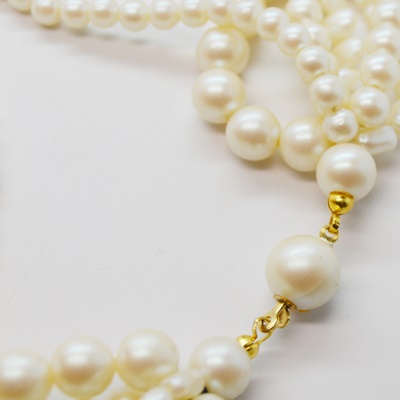 Three Costume Bead and Faux Pearl Necklaces