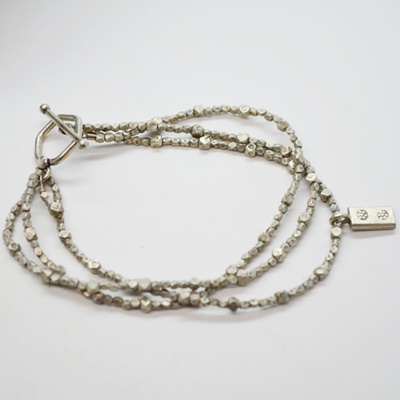 Stering Silver Three Strand Beaded Bracelet