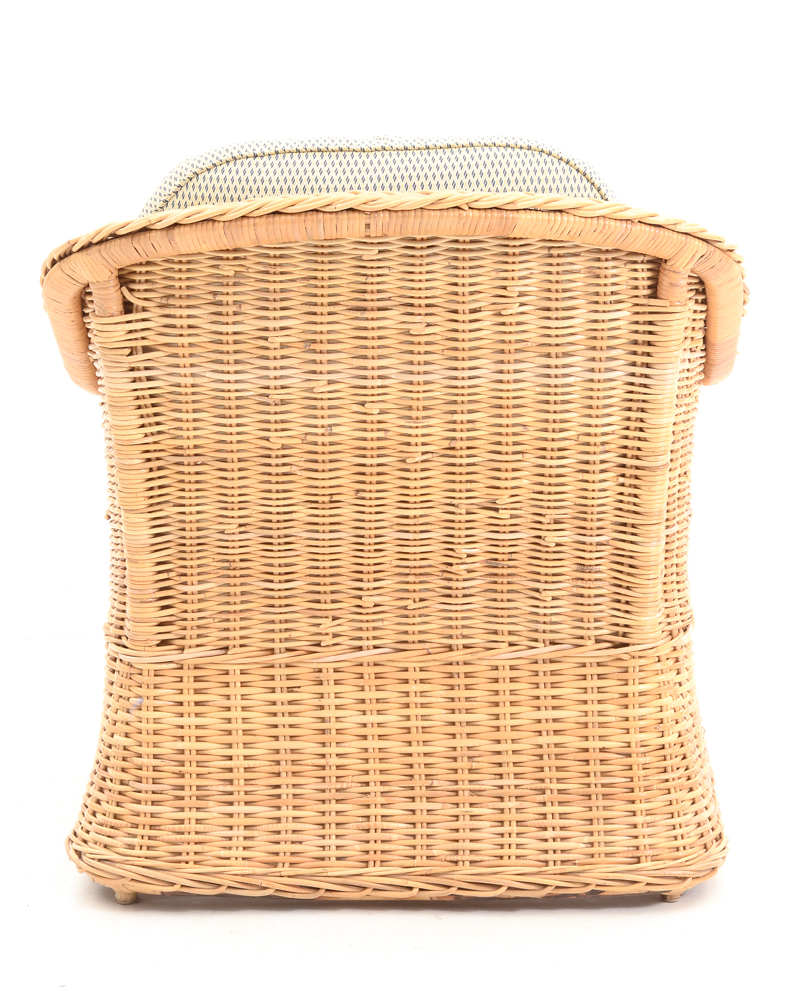 Upholstered Wicker Chair with Ottoman