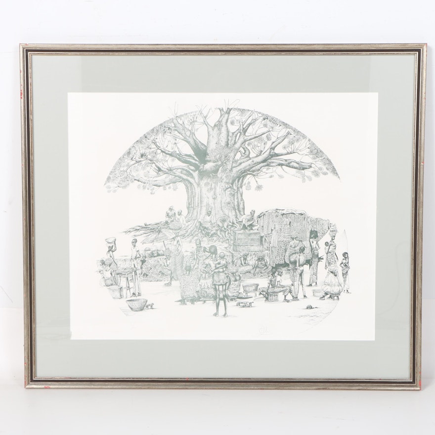 Limited Edition Lithograph on Paper of Baobab Tree