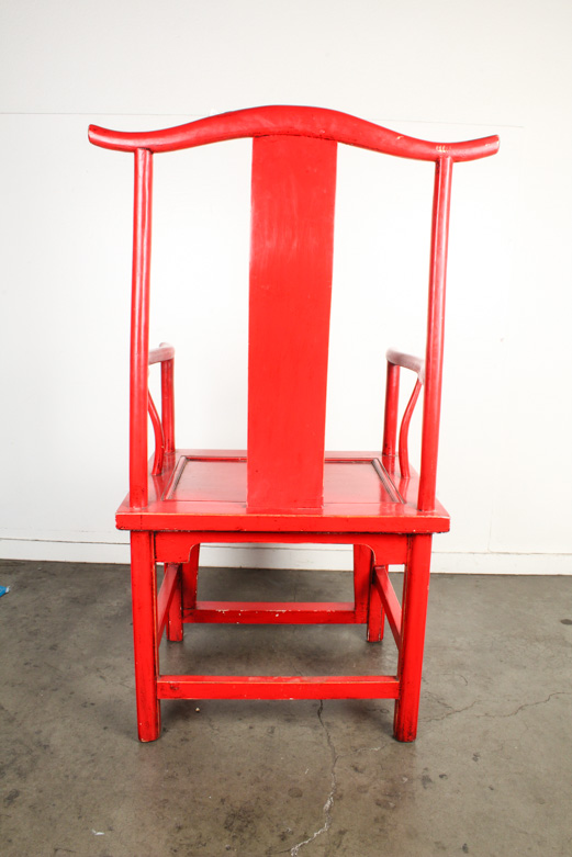 Chinese-Style Red Lacquered Yoke Back Chair