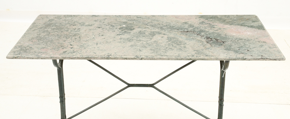 French Industrial Inspired Marble Topped Table