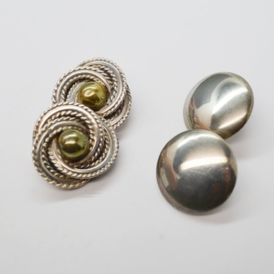 Two Pair Sterling Silver Pierced Earrings