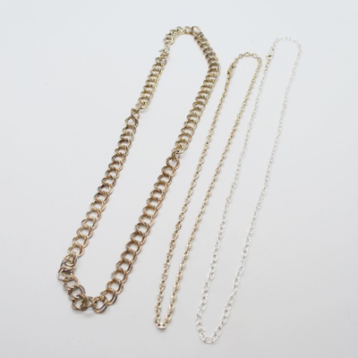 Three Sterling Silver Chain Necklaces