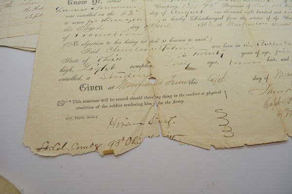 Authentic Civil War Muster Rolls and Correspondence