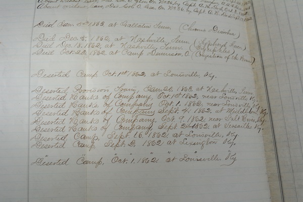 Authentic Civil War Muster Rolls and Correspondence