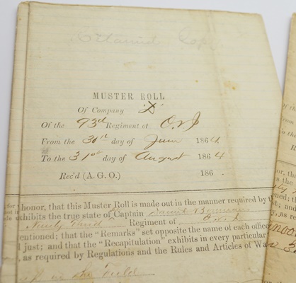 Authentic Civil War Muster Rolls and Correspondence