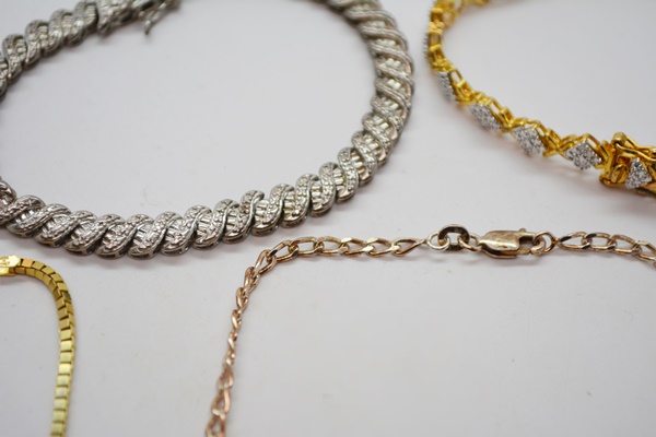Five Sterling Silver Bracelets and Anklet