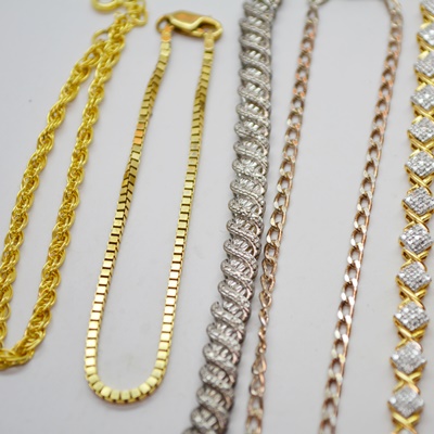 Five Sterling Silver Bracelets and Anklet