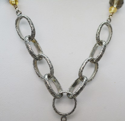 Sterling Silver Smoky Quartz and Citrine Necklace