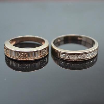 Four Sterling Silver Cubic Zirconia Rings