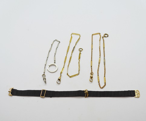 Three Pocket Watch Chains and a Victorian Watch Band
