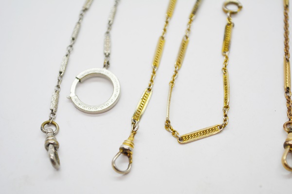Three Pocket Watch Chains and a Victorian Watch Band