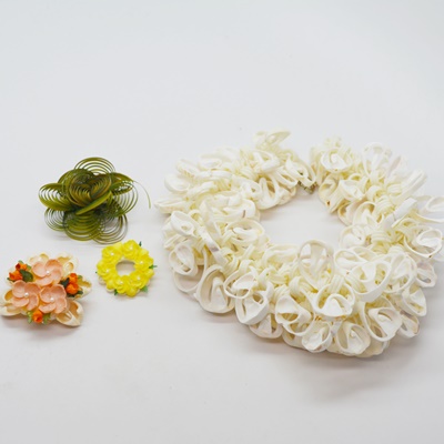 Two Vintage Handmade Shell Brooches, Wire Brooch and Shell Bracelet