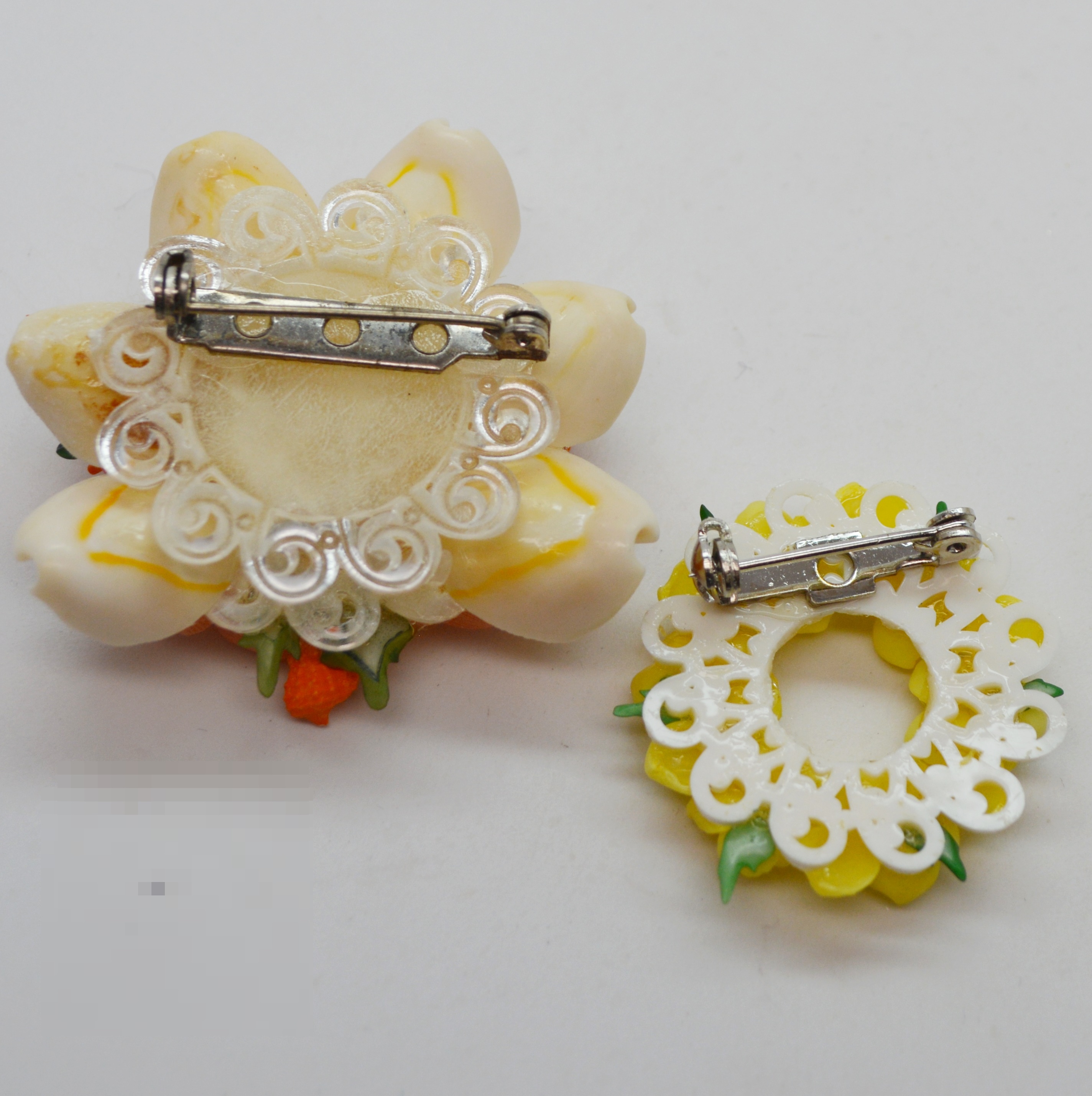 Two Vintage Handmade Shell Brooches, Wire Brooch and Shell Bracelet