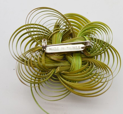 Two Vintage Handmade Shell Brooches, Wire Brooch and Shell Bracelet