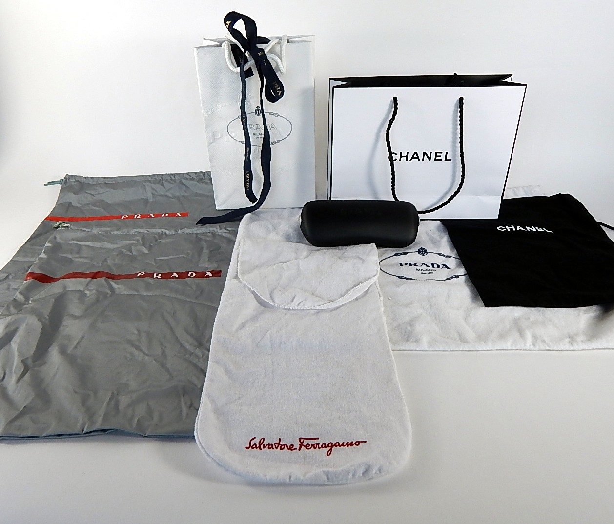 Prada, Chanel and Ferragamo Dust Bags and Packaging