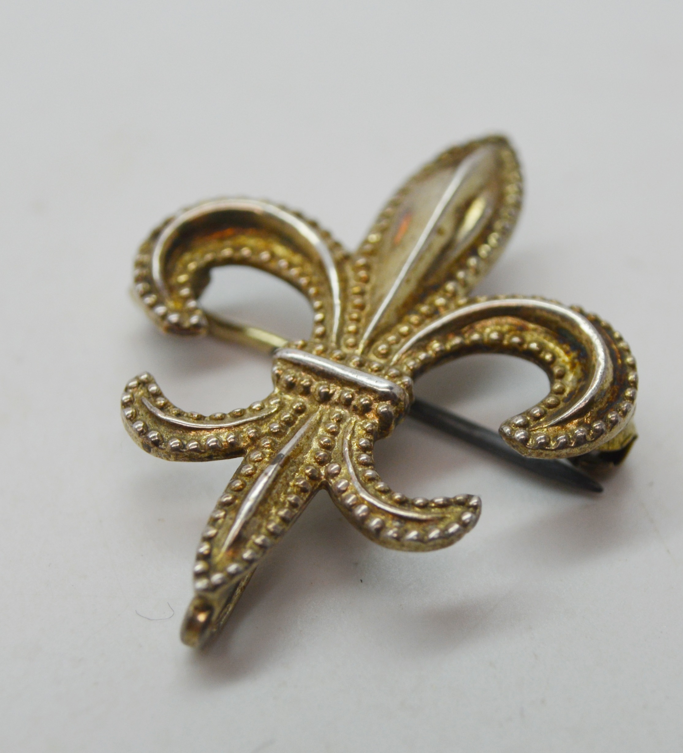 Sterling Silver Gold Wash Brooch, Pierced Earrings and Porcelain Brooch