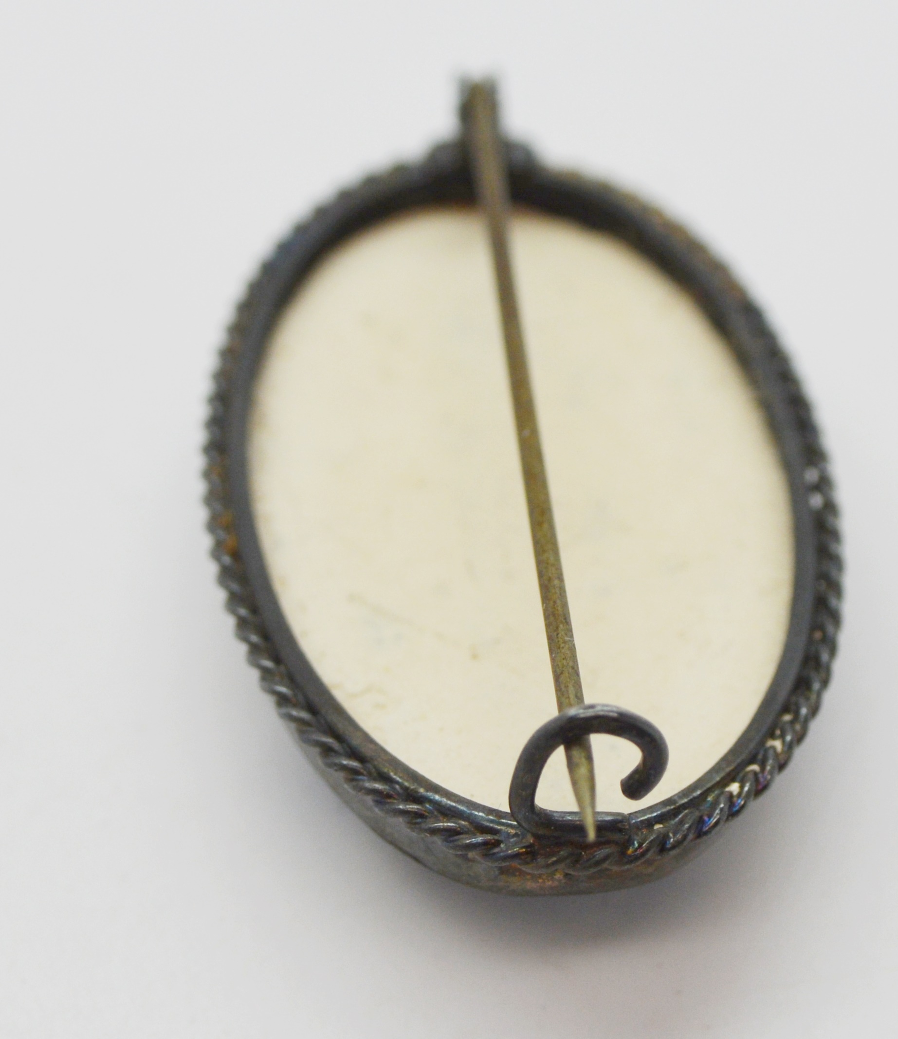 Sterling Silver Gold Wash Brooch, Pierced Earrings and Porcelain Brooch