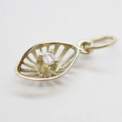 14K White Gold Diamond Charm