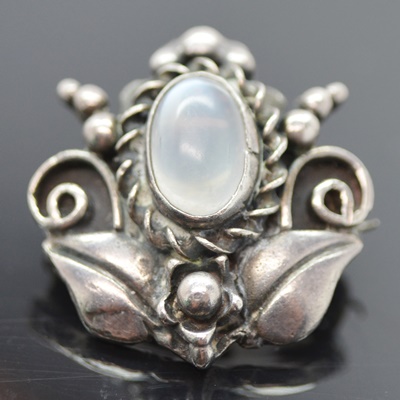 Sterling Silver Moonstone Brooch