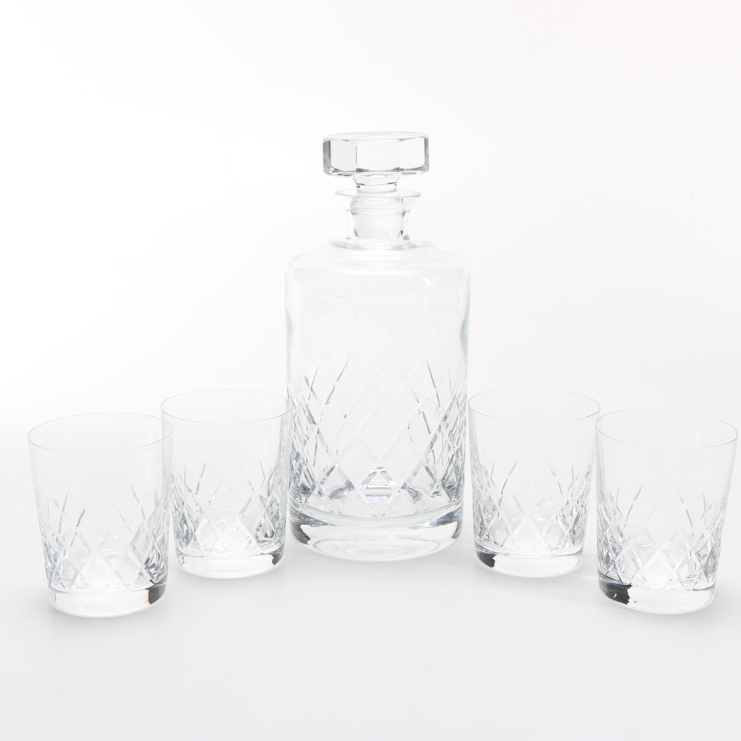 Cut Crystal Decanter and Glass Set