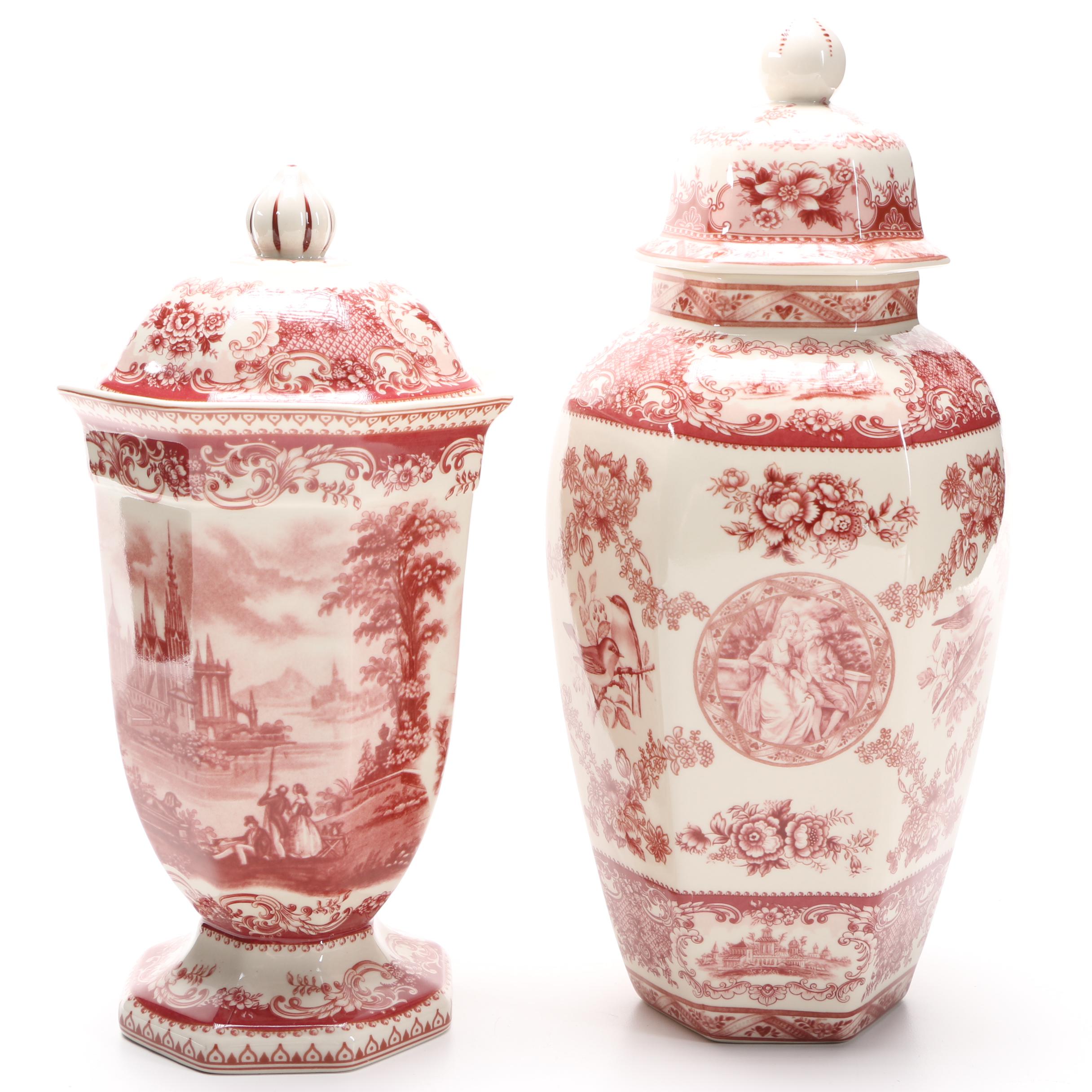 White and Brown Ceramic Vases