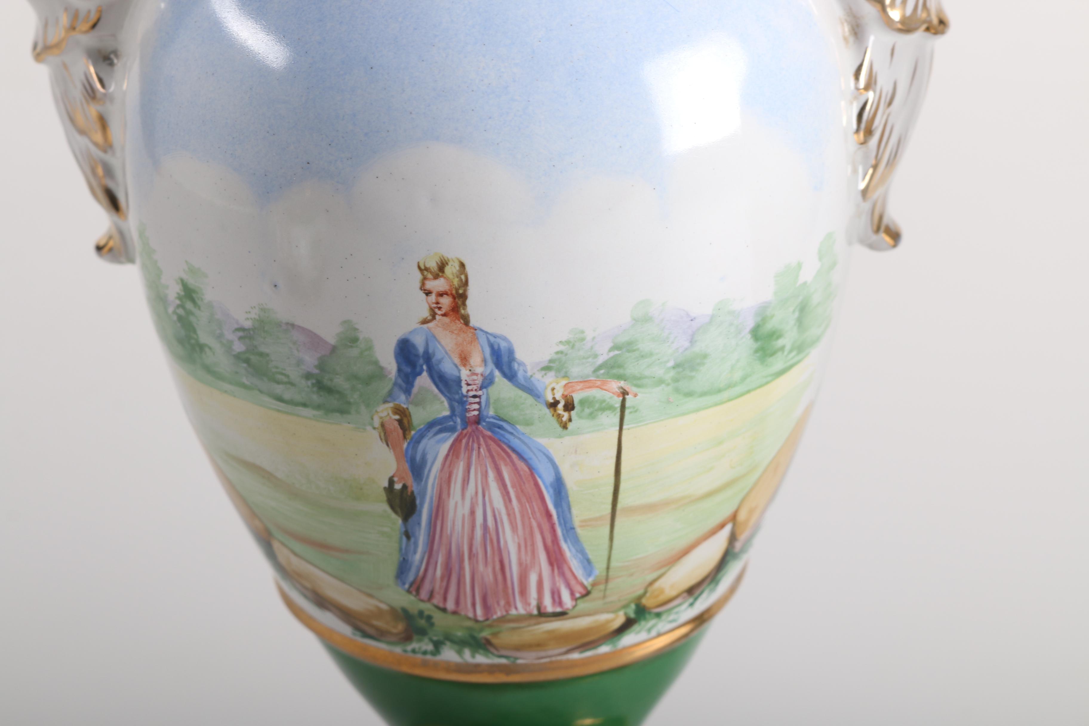 Vintage Ugo Zaccagnini Hand-Painted Garniture Set