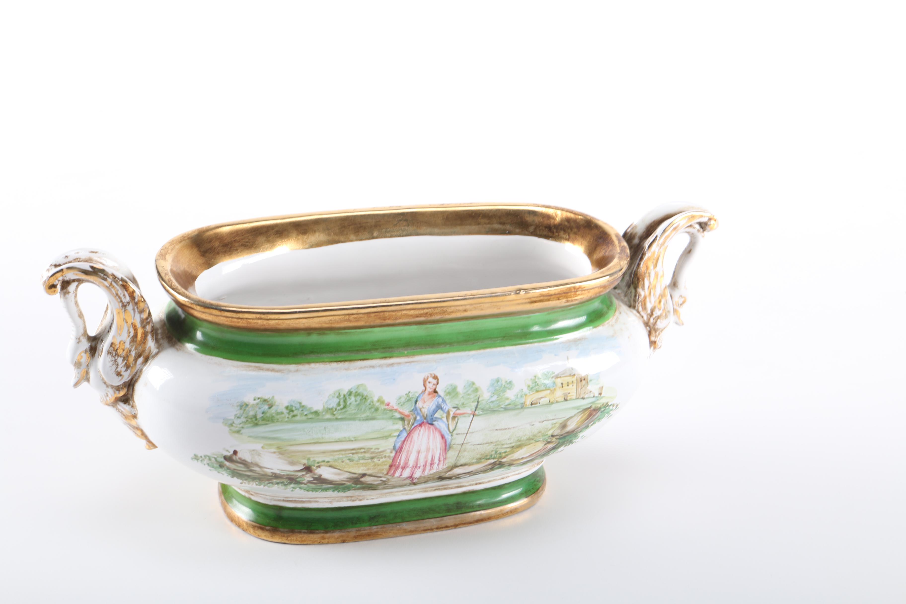 Vintage Ugo Zaccagnini Hand-Painted Garniture Set