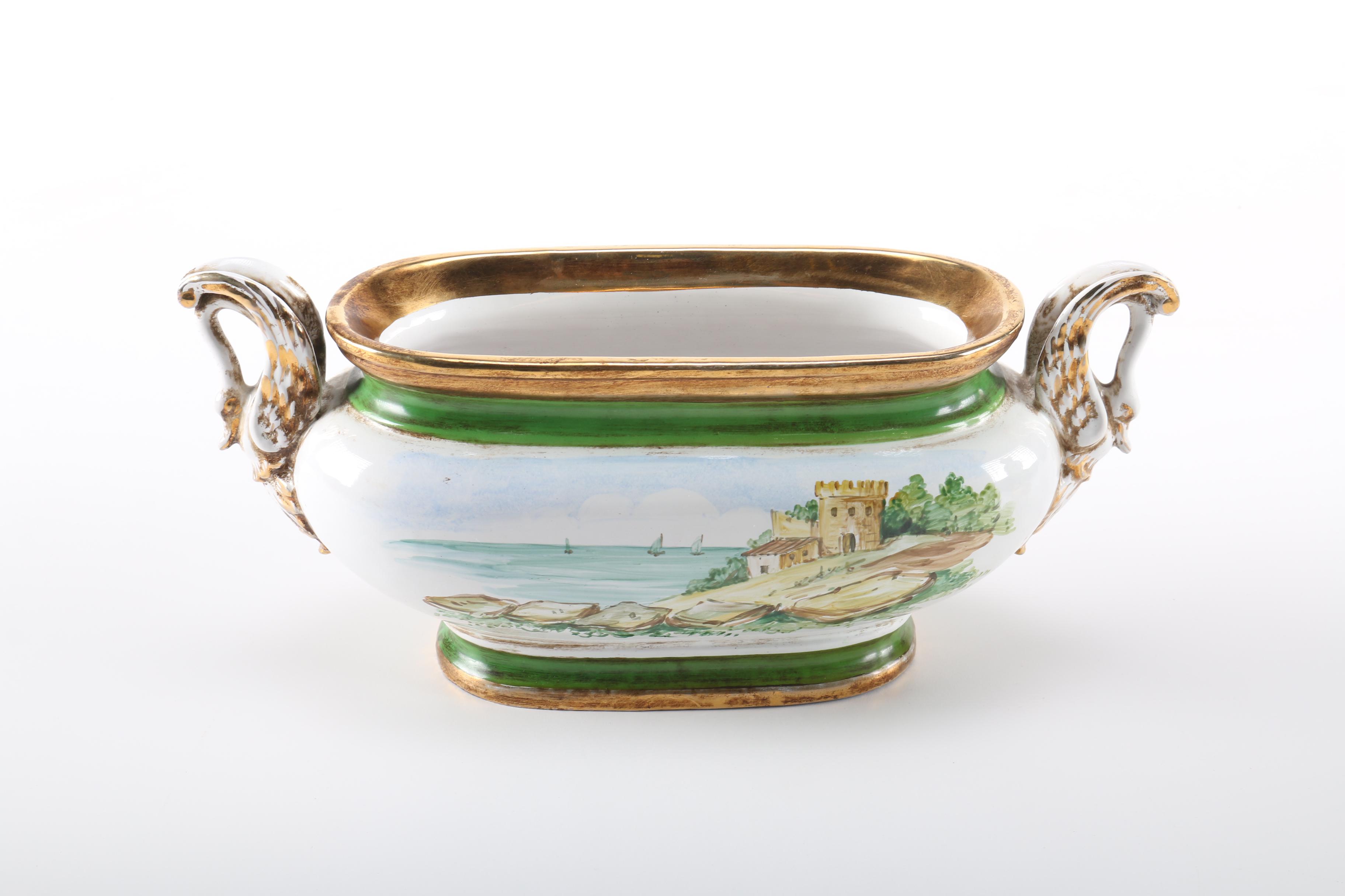 Vintage Ugo Zaccagnini Hand-Painted Garniture Set