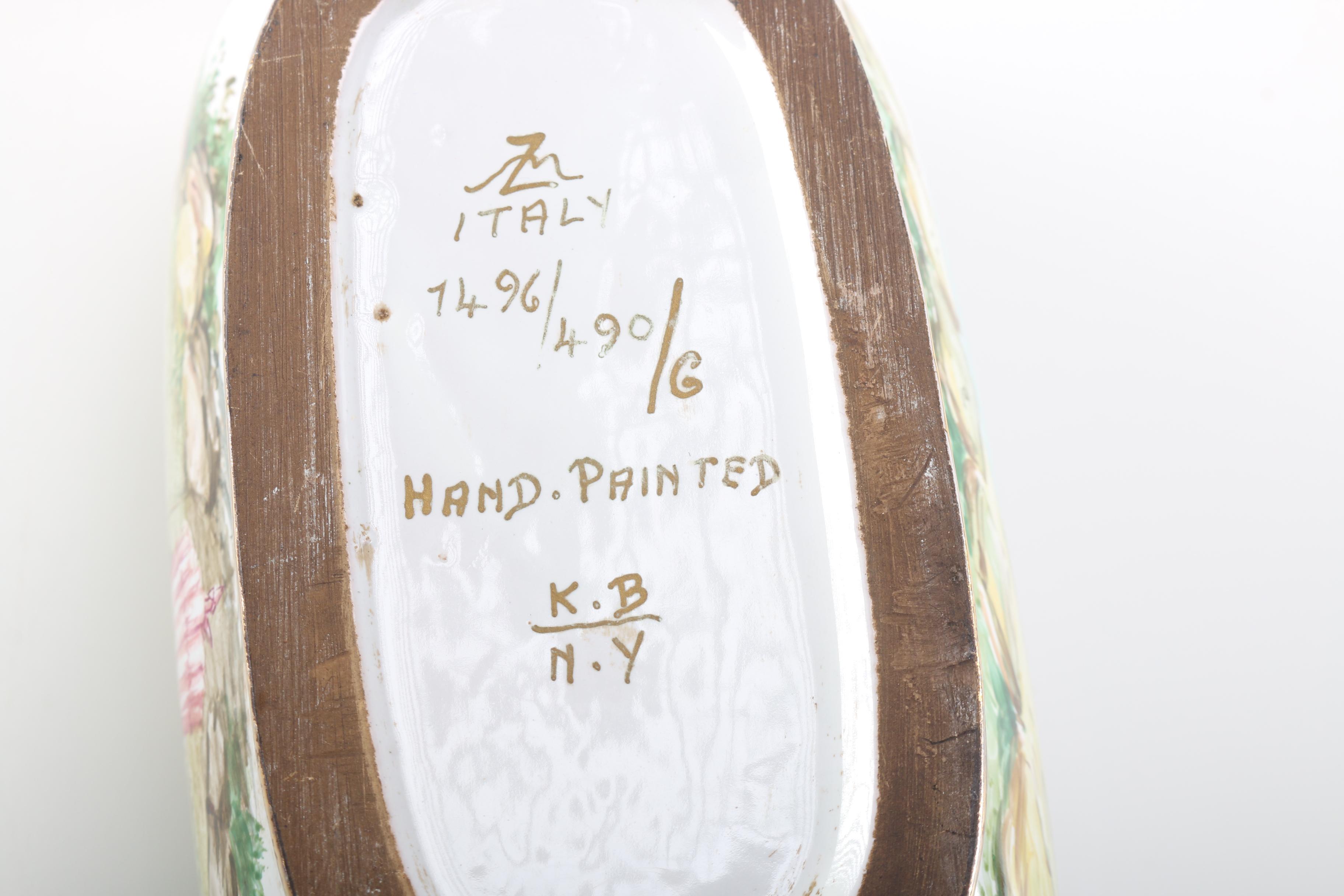 Vintage Ugo Zaccagnini Hand-Painted Garniture Set