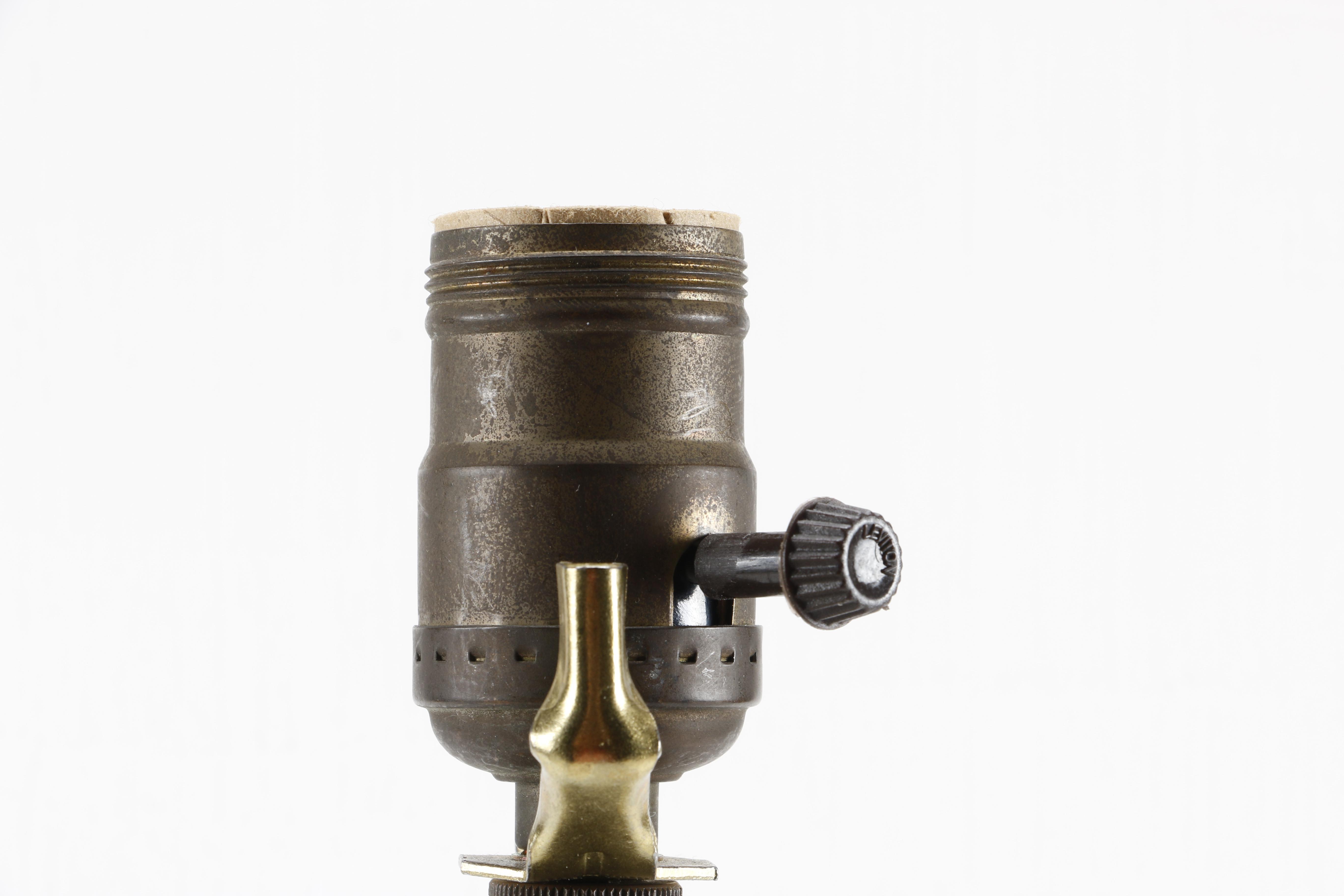 Hand-Painted Glass, Marble, and Metal Table Lamp