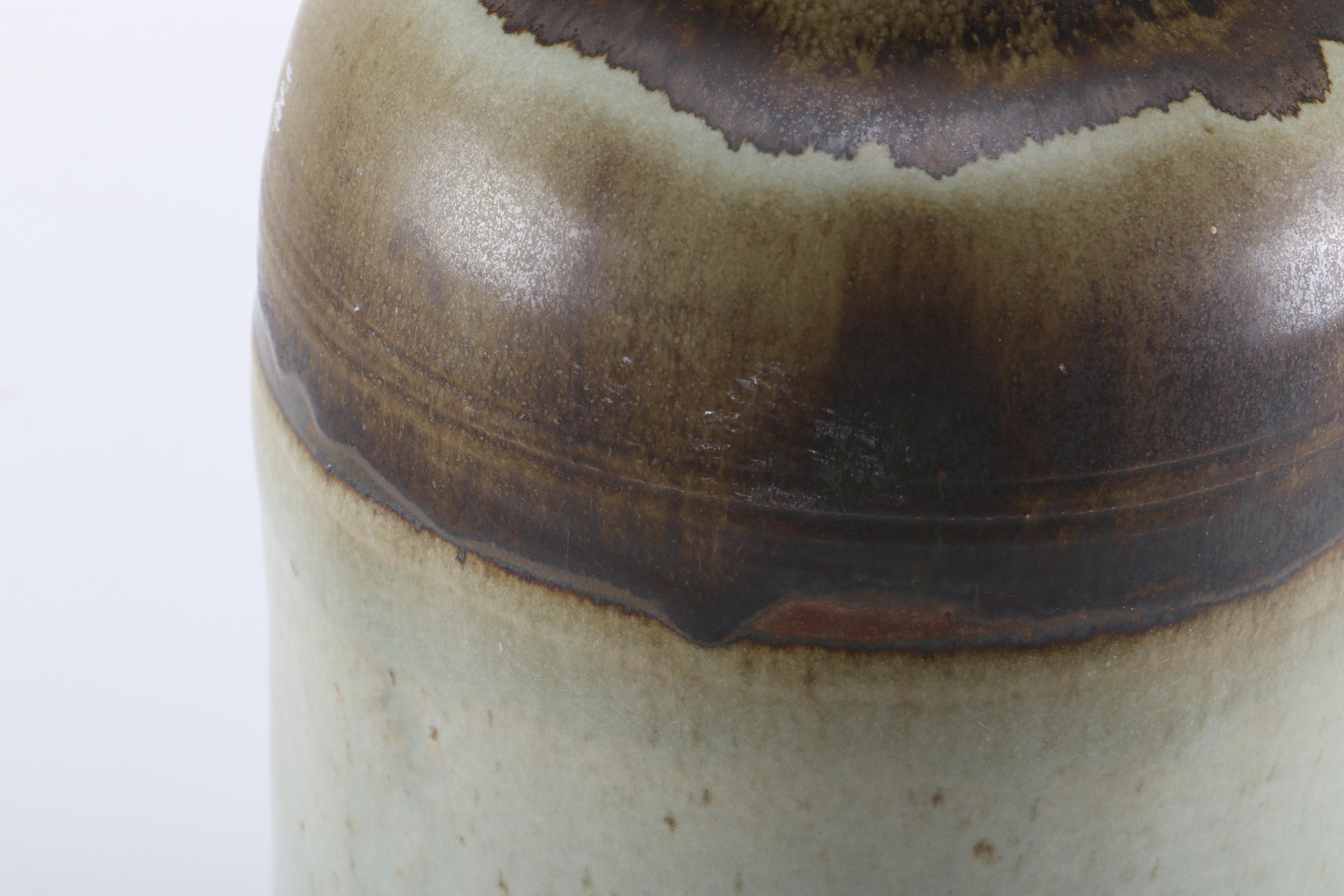 Grey and Brown Hand Thrown Storage Jar