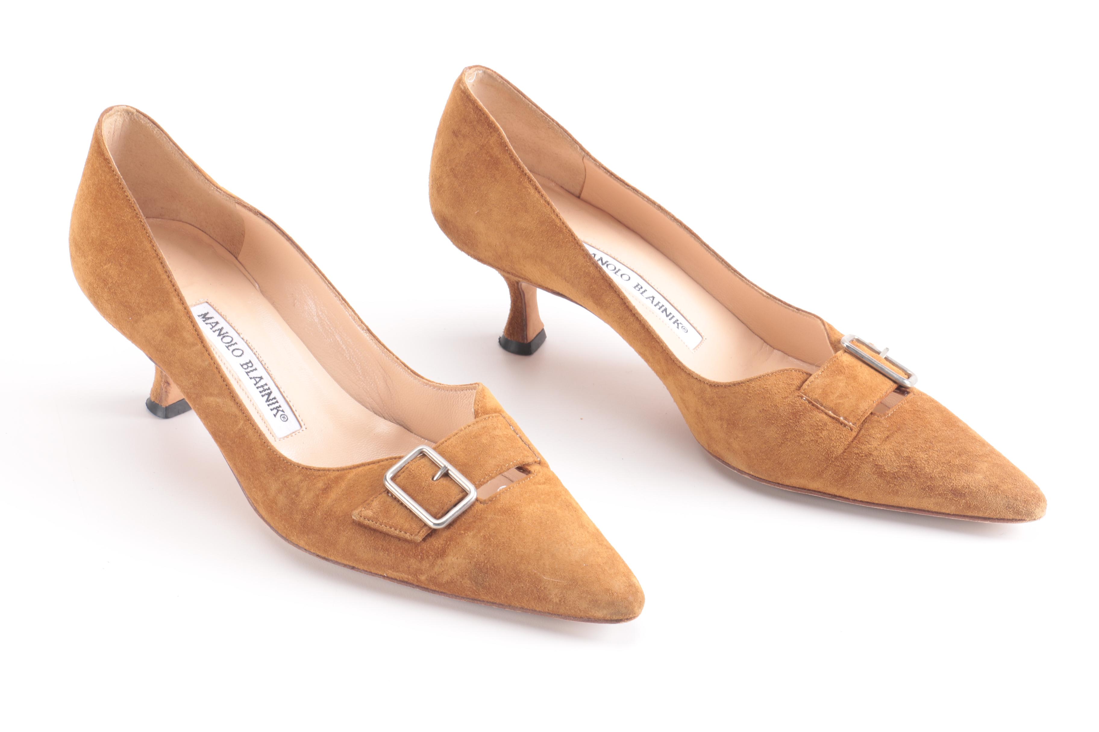 Manolo Blahnik Suede Kitten Heels