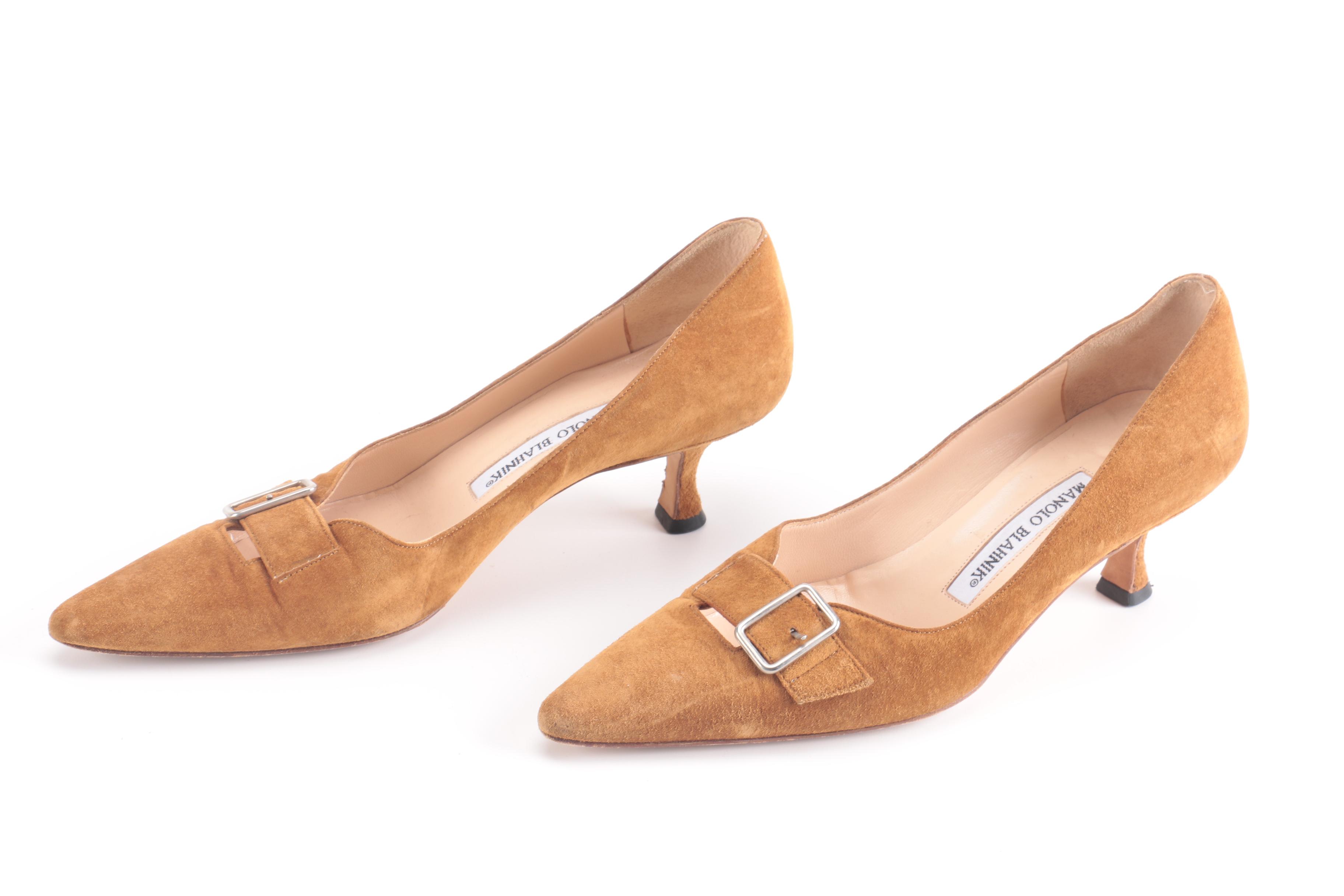 Manolo Blahnik Suede Kitten Heels