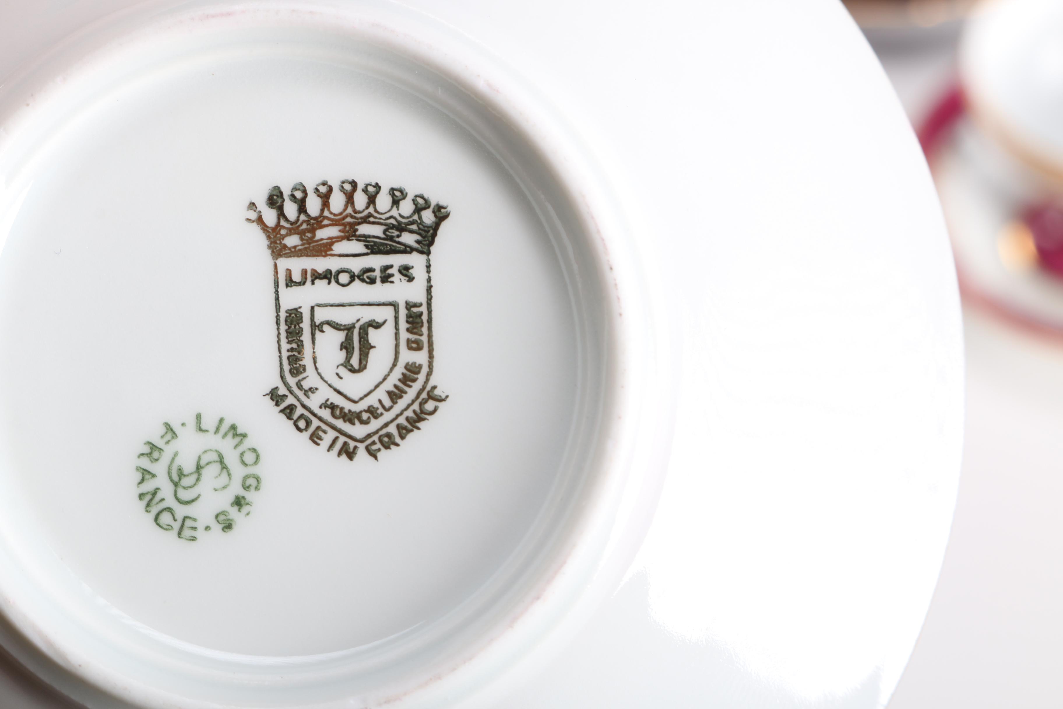 Limoges Porcelain Featuring Castel With 22K Gold