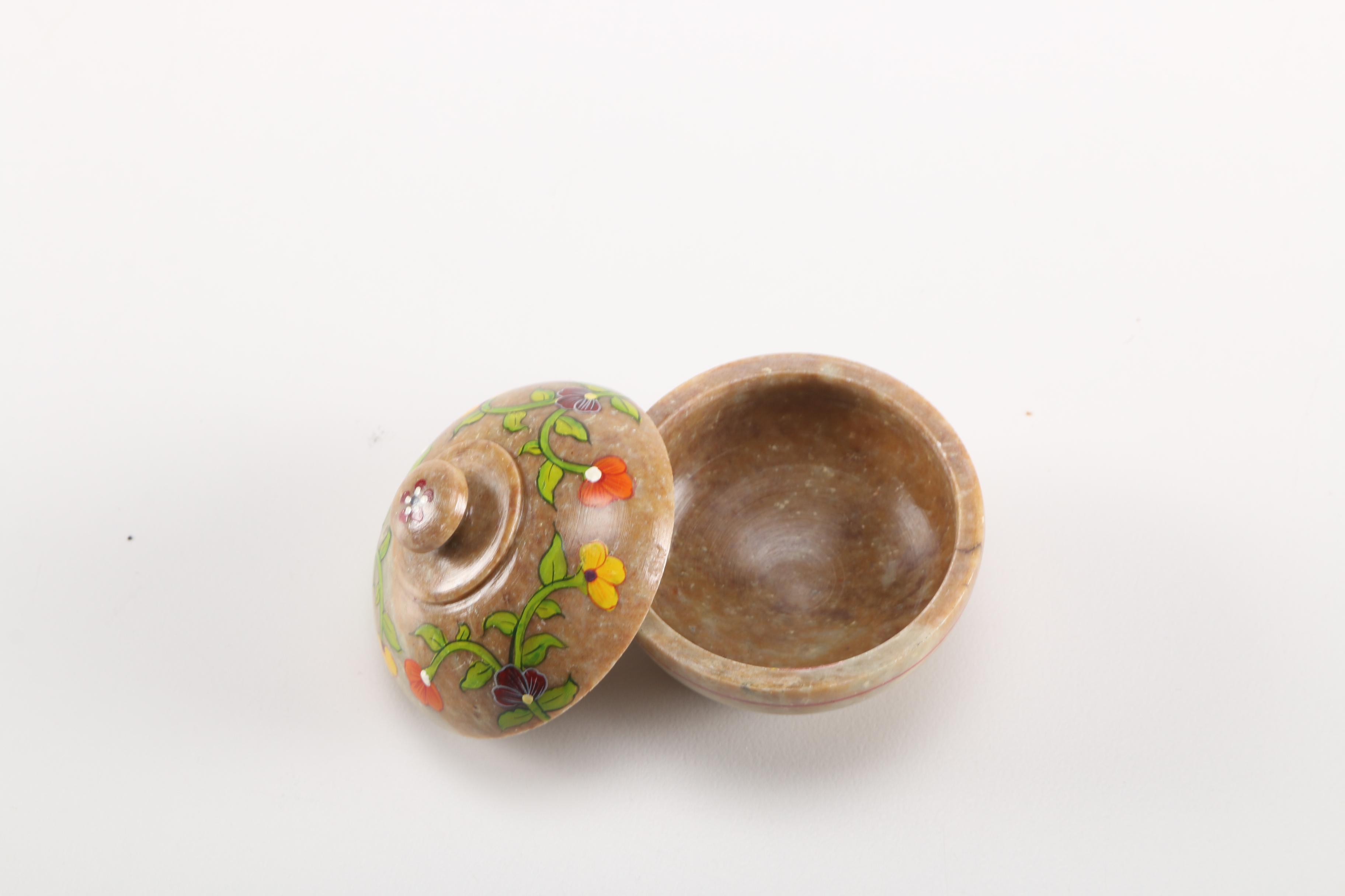 Hand-Painted Soapstone Jars With Lids